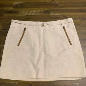 Original Penguin Tan Cream Canvas Skirt Slim Belt Mini Short Y2K Zipper Size 10